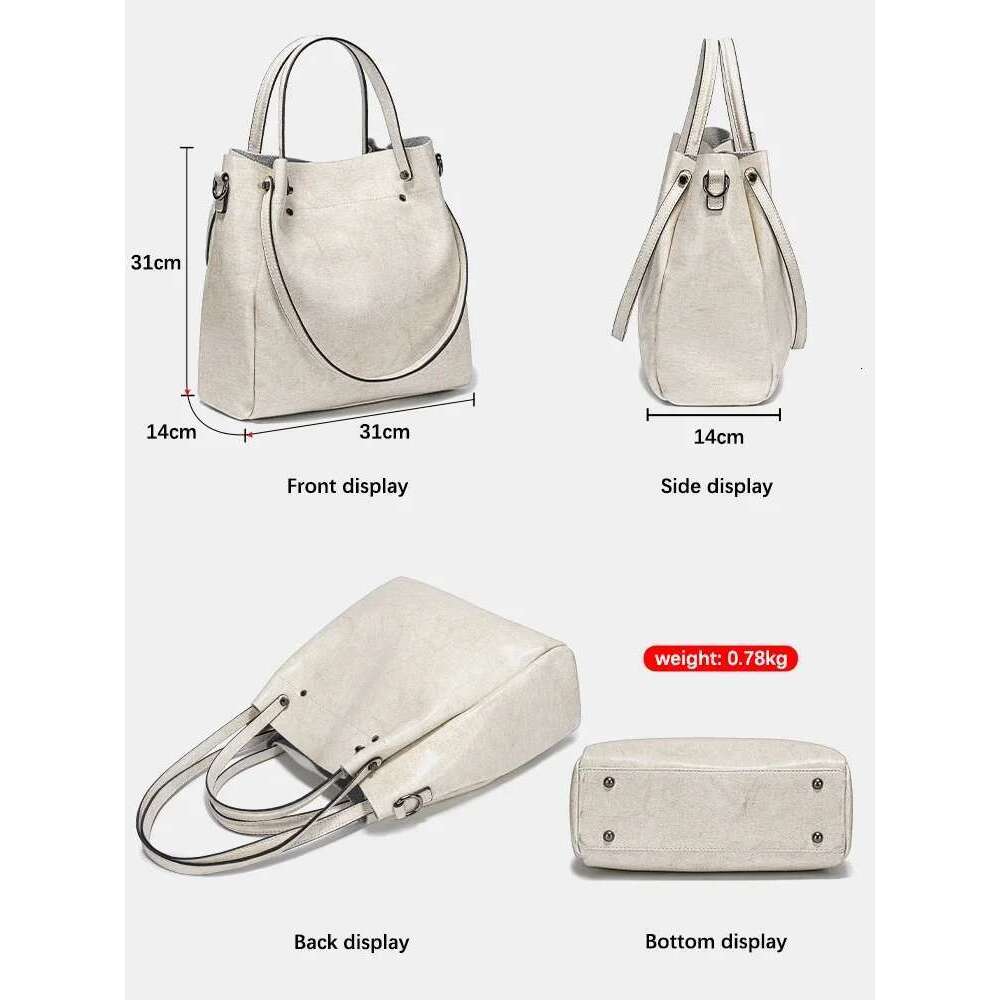Designer bag231 Zency Women Shoulder Cowhide Leather Large Capacity Handbag Multifunction Use Crossbody Messenger Bag Bucket Shopper