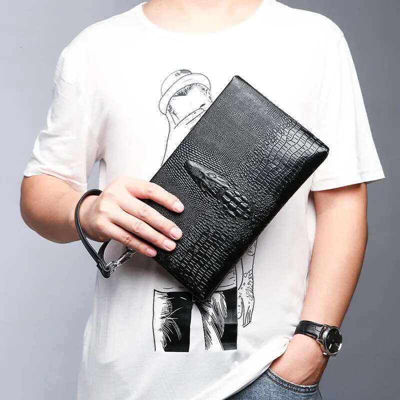 Brand Clutch Fashion Long Wallet Men Leather Double Zipper Business Purse Black Brown Casual Male Handy Money Bag