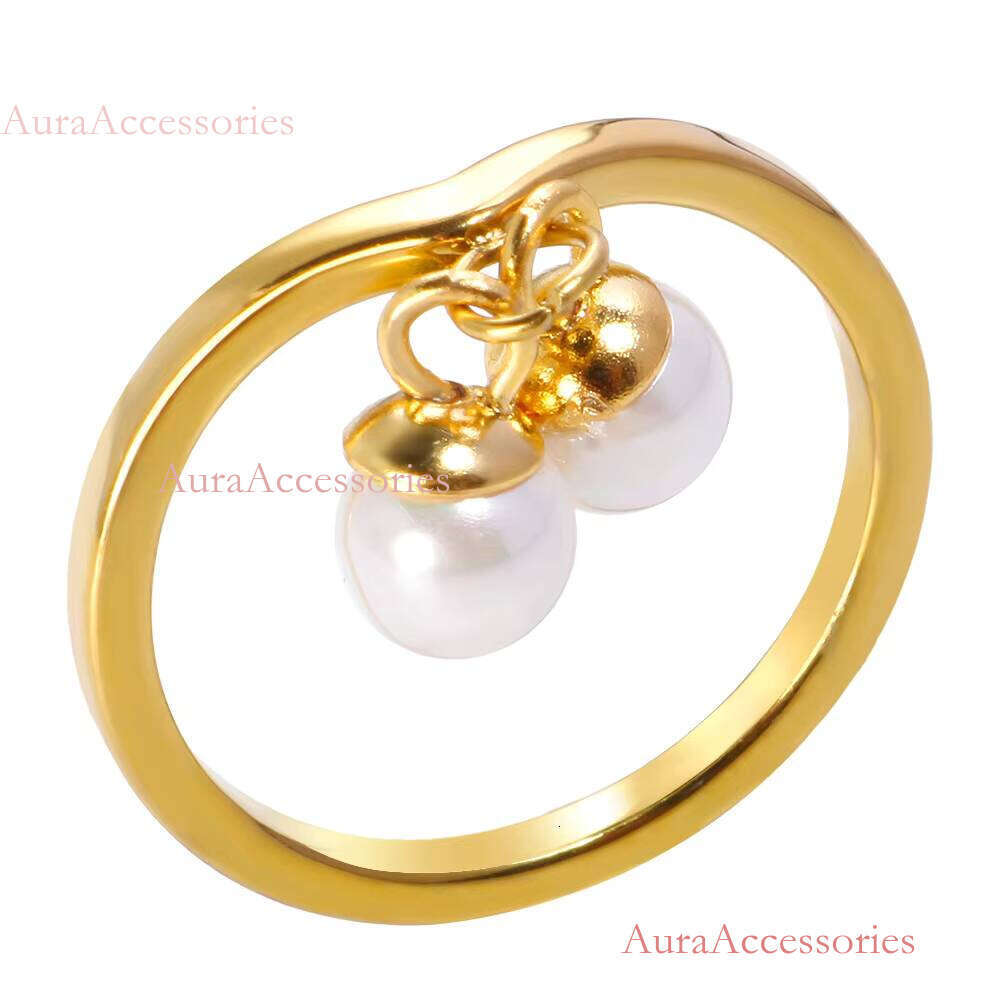 Tarnish Free Hypoallergenic Wholesale Custom Stainless Steel Gold Plated Pearl Ring for Women