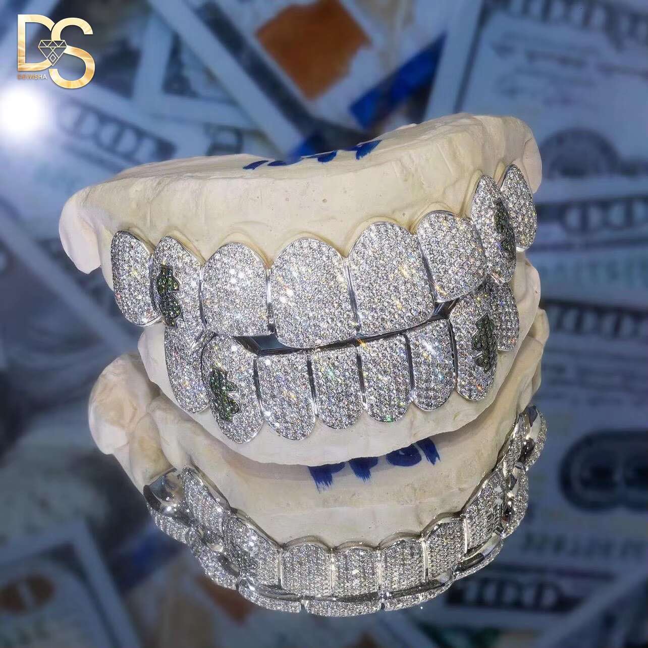 Custom Iced Out Hip Hop Grillz 10k 14k 18k Gold Plated Iced Out VVS Moissanite Diamond Grillz for Teeth