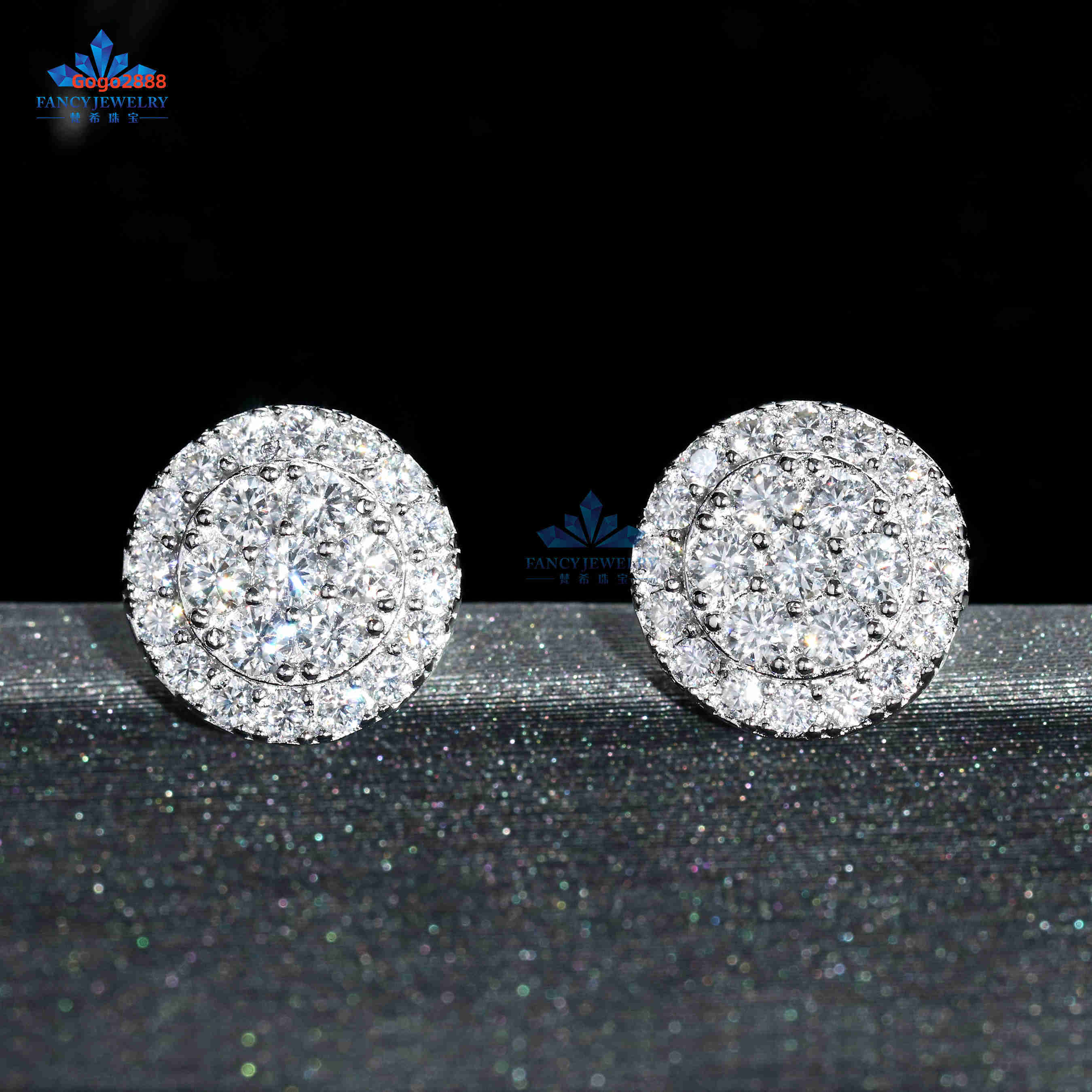 In Stock Classic Hip Hop Style Pass Diamond Tester 925 Silver Gold Plated VVS Diamond Moissanite Flower Stud Earrings Cluster