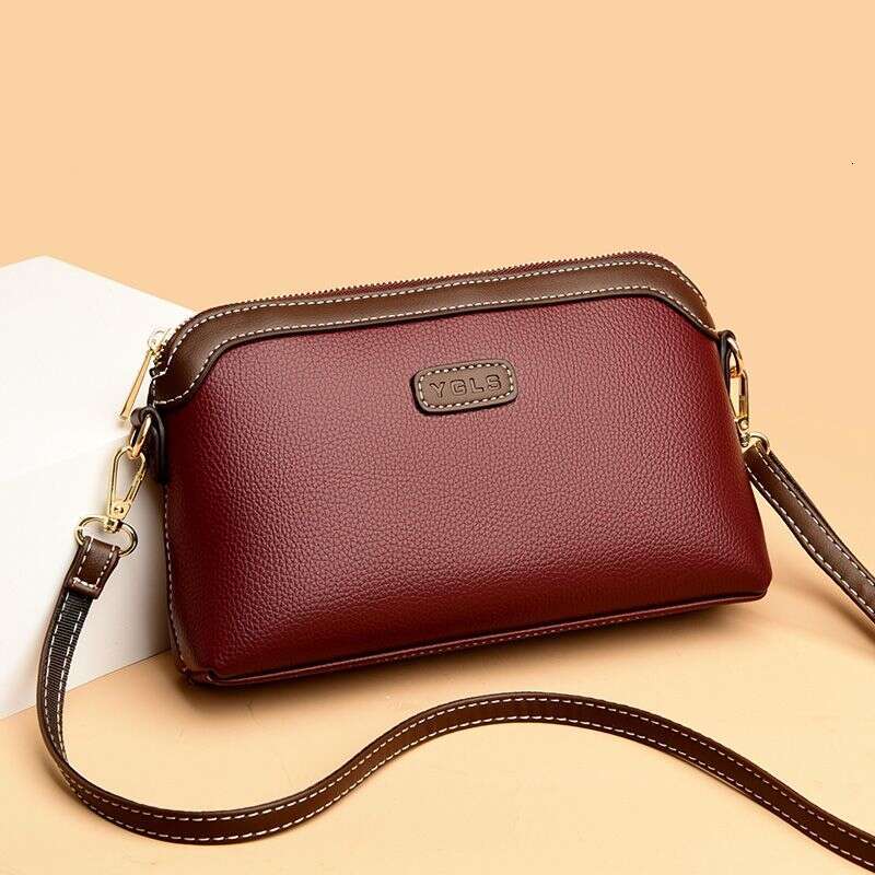 Large capacity 2025 new cowhide solid color fashionable versatile bag for women, soft leather shoulder crossbody bag handbag