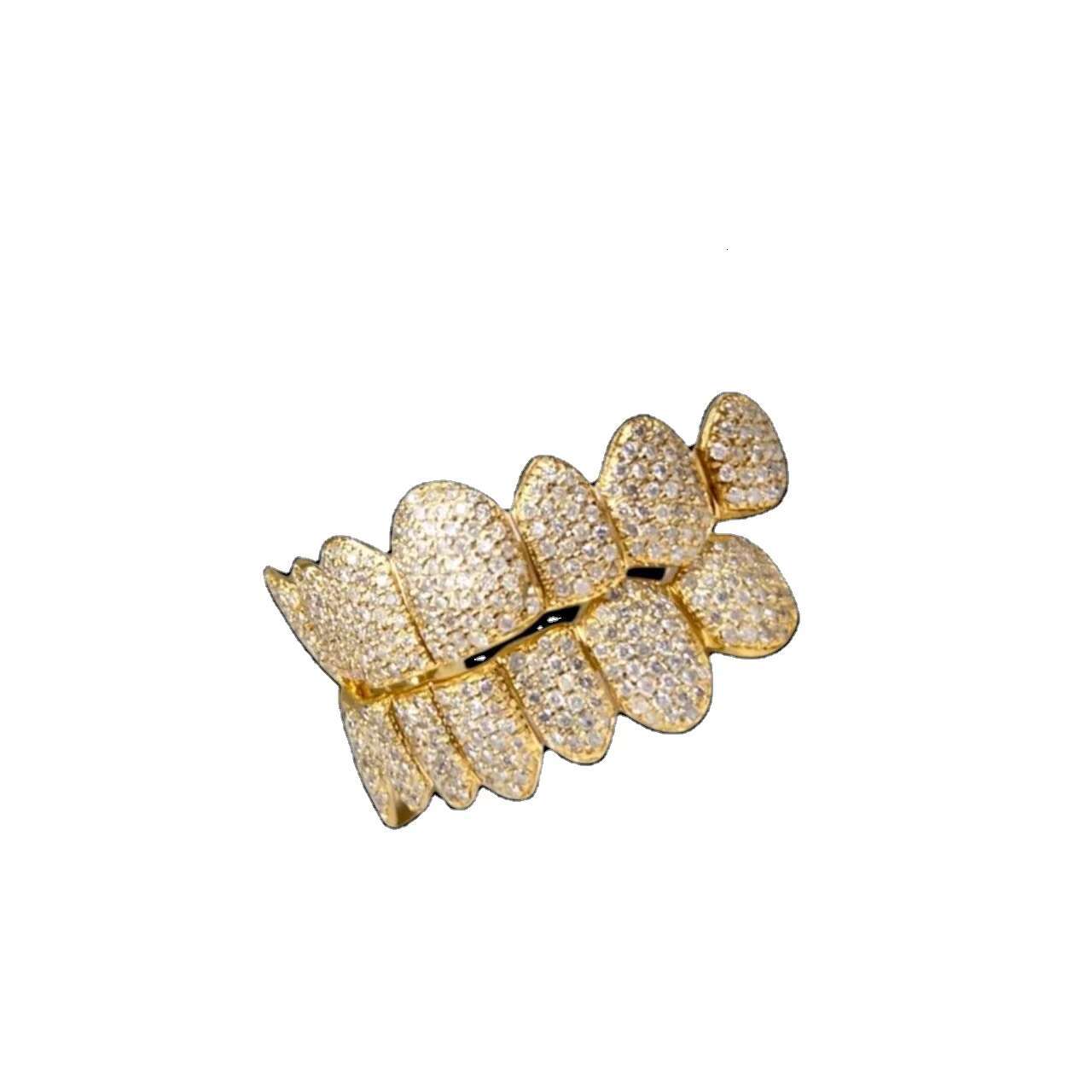 Hip Hop 925 Sterling Silver Custom Bust Moissanite Teeth Fine Piercing Jewelry with Diamond Grillz Yellow Gold Iced Customizable