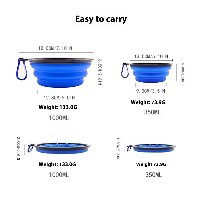 Silicone Pet Foldable For Dogs Anti Tipping Dog Bowl Slow Food Bowl Supplies