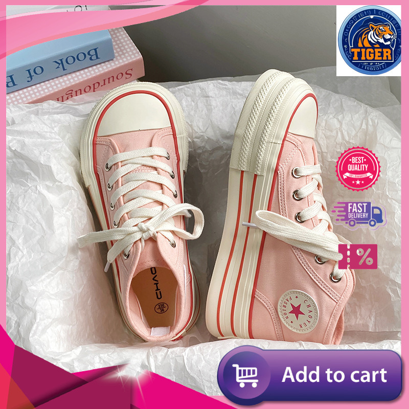 Ddmytiger Summer Breathable Student High Top Canvas Women S Thick Sole Heightened Small White Board Light And Thin Mango Big Head Casual Single Shoes 