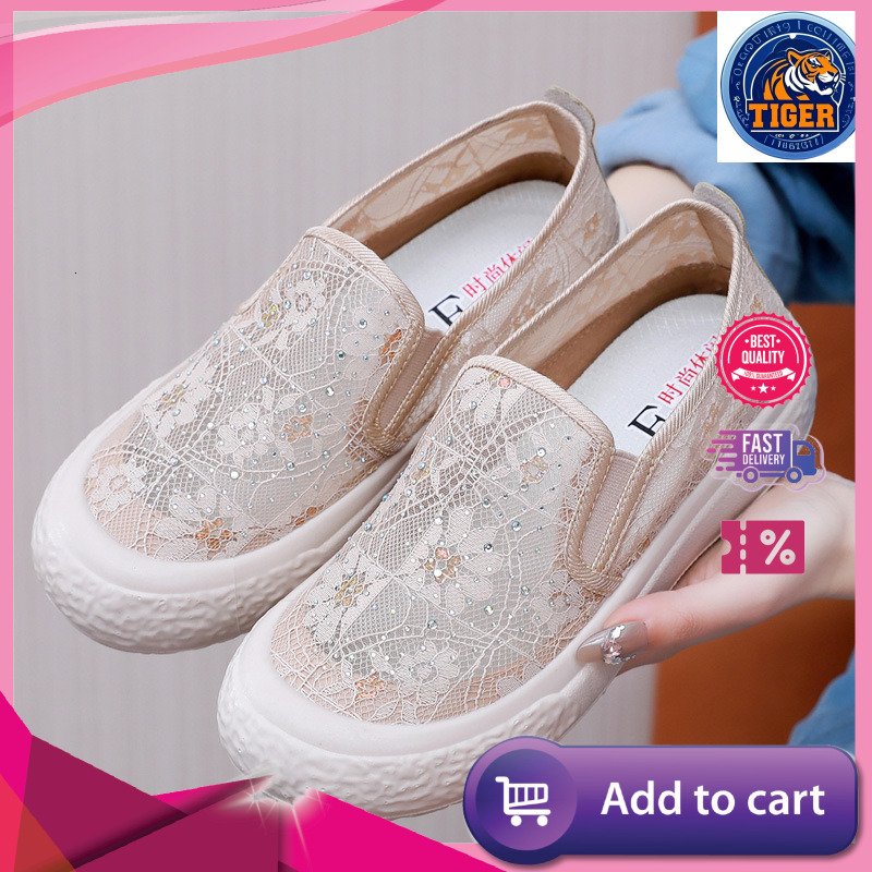 Ddmytiger Thick Soled Fisherman Spring And Summer New Breathable Lace Mesh Singles Lazy One Foot Casual Women S Shoes Trendy Outdoor Shoes