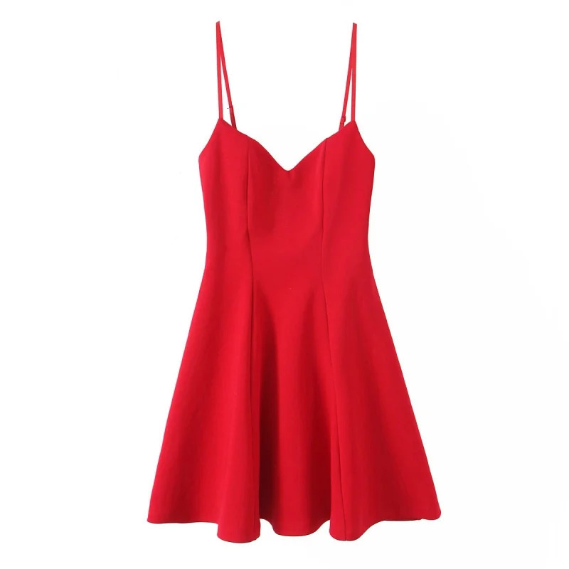 Women Stylish Mini Dress with Adjustable Thin Straps Sweetheart Neckline High Waist Aline Holiday Party Short Dresses 250513