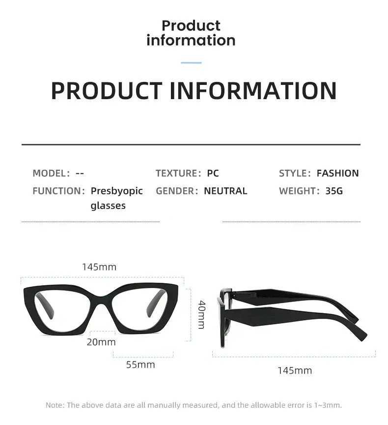Cat Eye Photochromic Multifocal Reading Glasses Stylish Color Changing Presbyopia Men Women Trendy Far Sight Eyewear Sunglasses W250513