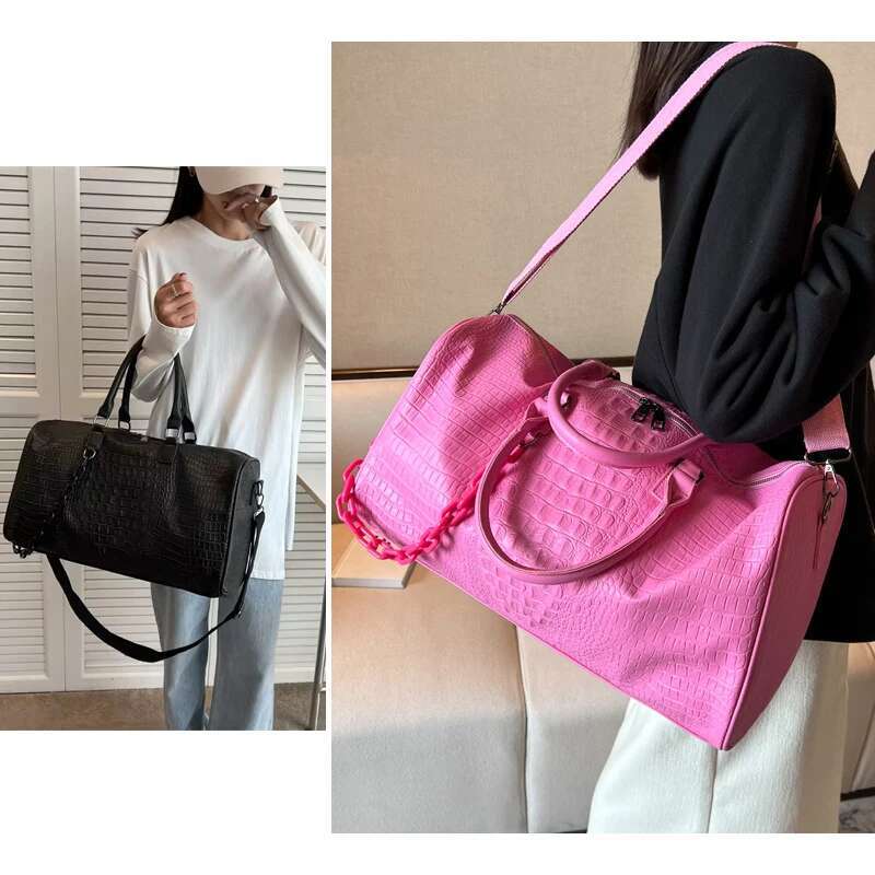 Fiess Gym Travel PU Women Multifunction Training Handbag Carry On Shoulder Outdoor Crossbody Large Weekender Bag Duffel