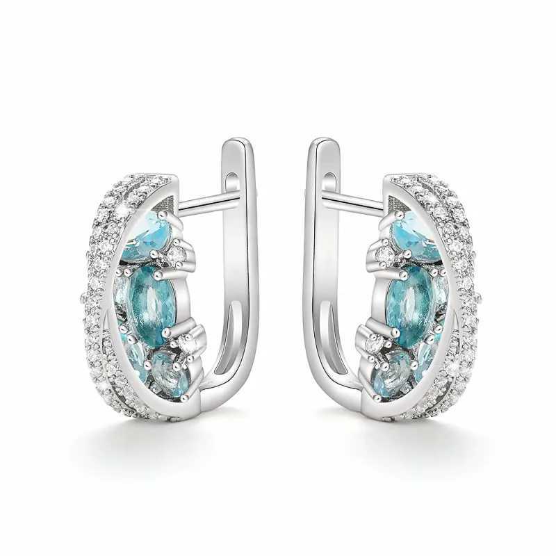 Huitan Colored Cubic Zirconia Hoop Earrings Women Fancy Cross Design Fashion Ear Accessories for Female Wedding Party Jewelry Y250510