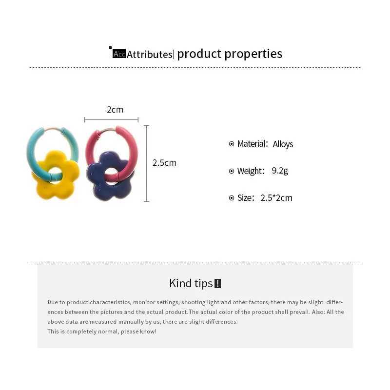Asymmetrical Colorful Flowers Hoop Earrings for Women Sweet Dopamine Spray Ear Buckles Hollow Fresh Commuter Trendy Ear Jewelry Y250510