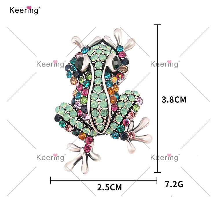 WBR-1762 Keering Luxury Stainless Steel Mosaic Diamond Pin Frog China Wholesale Women Brooches With Rhinestone for Dress Suit