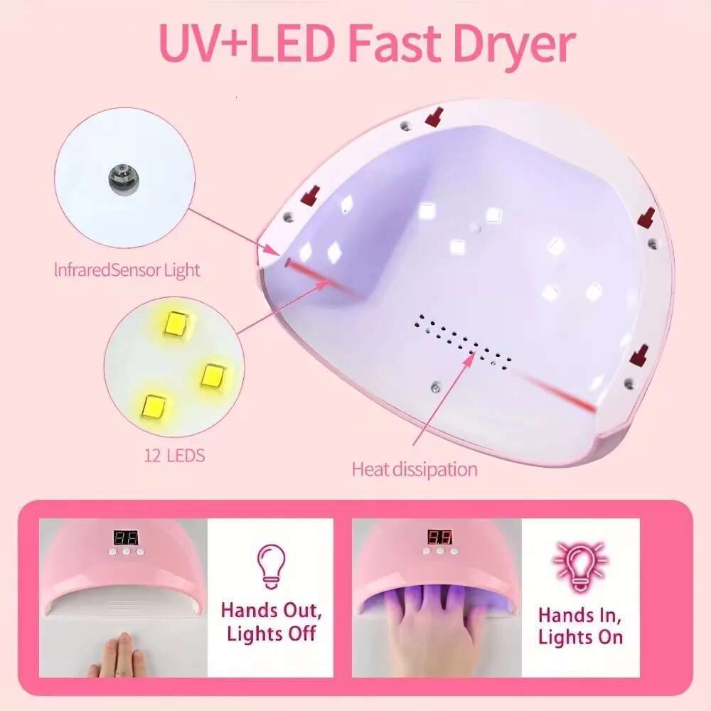 Professional USB Electric Drill Polish File Kit with UV LED Nail Gel Manicure Dryer Lamp Acrylic Starter Set