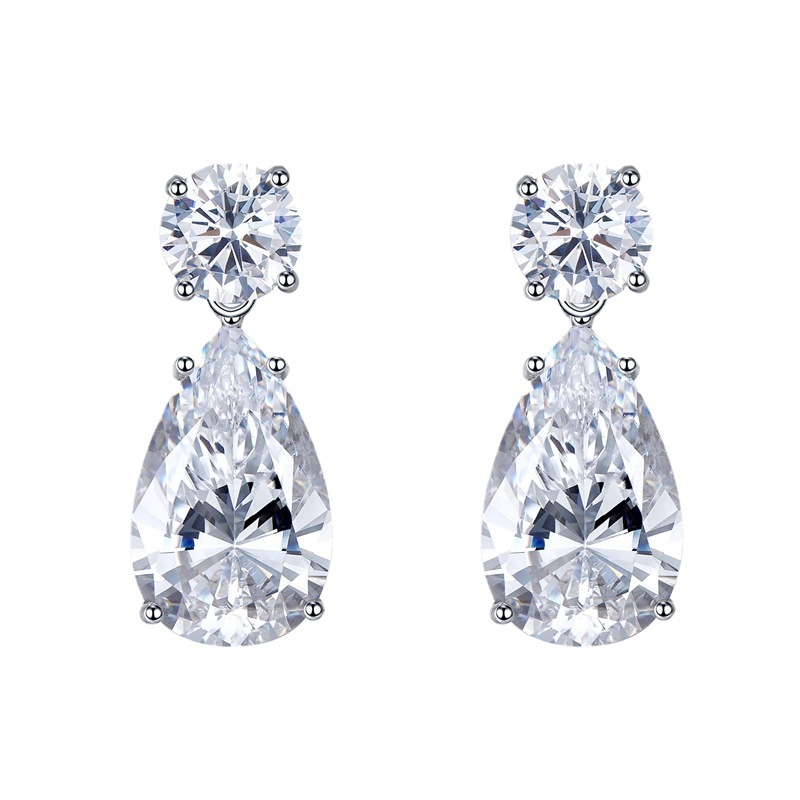 Choucong Brand New Dangle Earrings Luxury Jewelry Real 100% 925 Sterling Silver Large Lab White Moissanite Diamond Water Drop Lady Party Women Earring