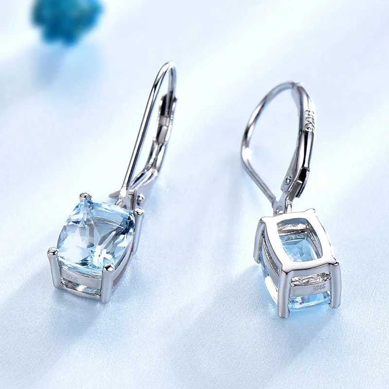 Fashion Plated Color Sky Blue Stone Drop Long Earrings Temperament Earrings For Women Wedding Exquisite Jewelry Y250510