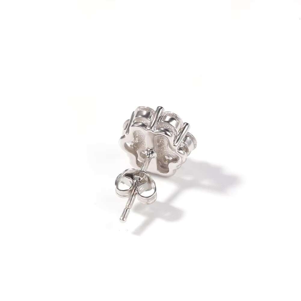 Fine Jewelry 925 Sterling Silver Flower Cluster VVS Moissanite Earrings Hip Hop Women Stud Earrings