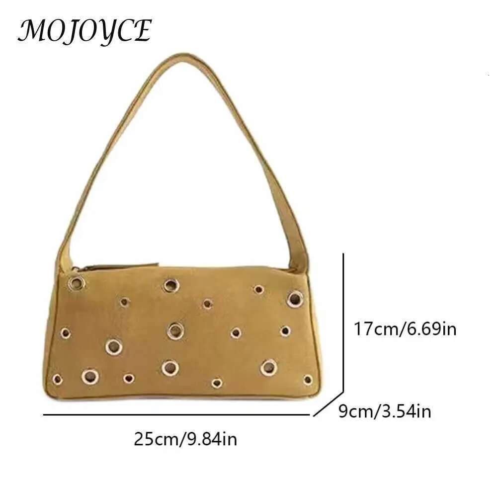 Women PU Eyelet Fashion Underarm Large Capacity Stylish Armpit Top Handle Motorcycle Style Shoulder Bag