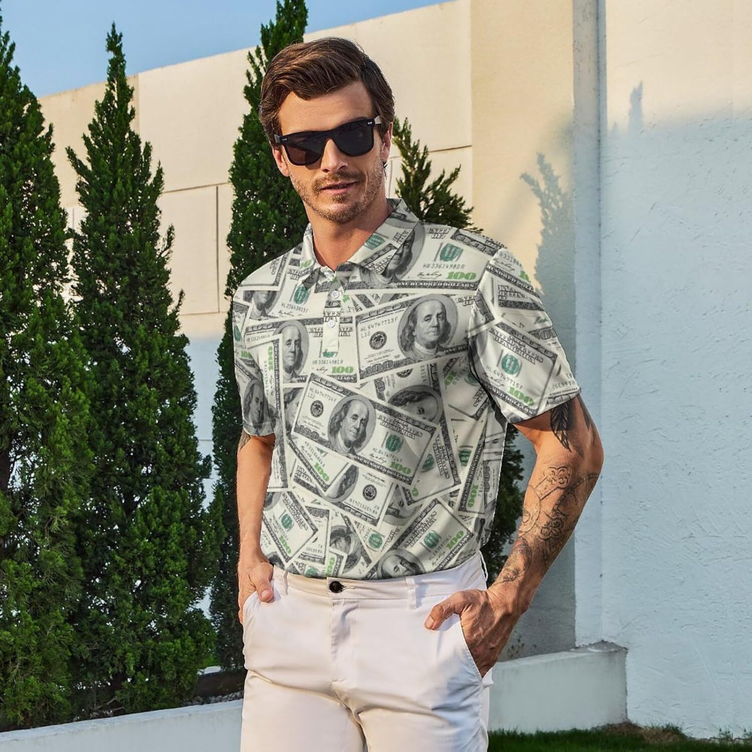 Mens Polo shirt Funny Polo Shirts Short Sleeve Golf Shirt for Men Quick-Dry Golf Moisture Wicking Activewear Polos shirts