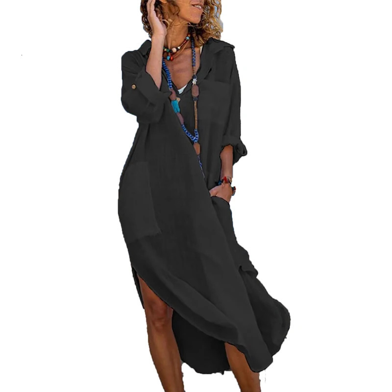 Women Summer Shirt Dress Casual Vintage Solid Sexy Holiday Beach Dresses Short Sleeve Loose Simple Retro Ladies Vestidos 250513
