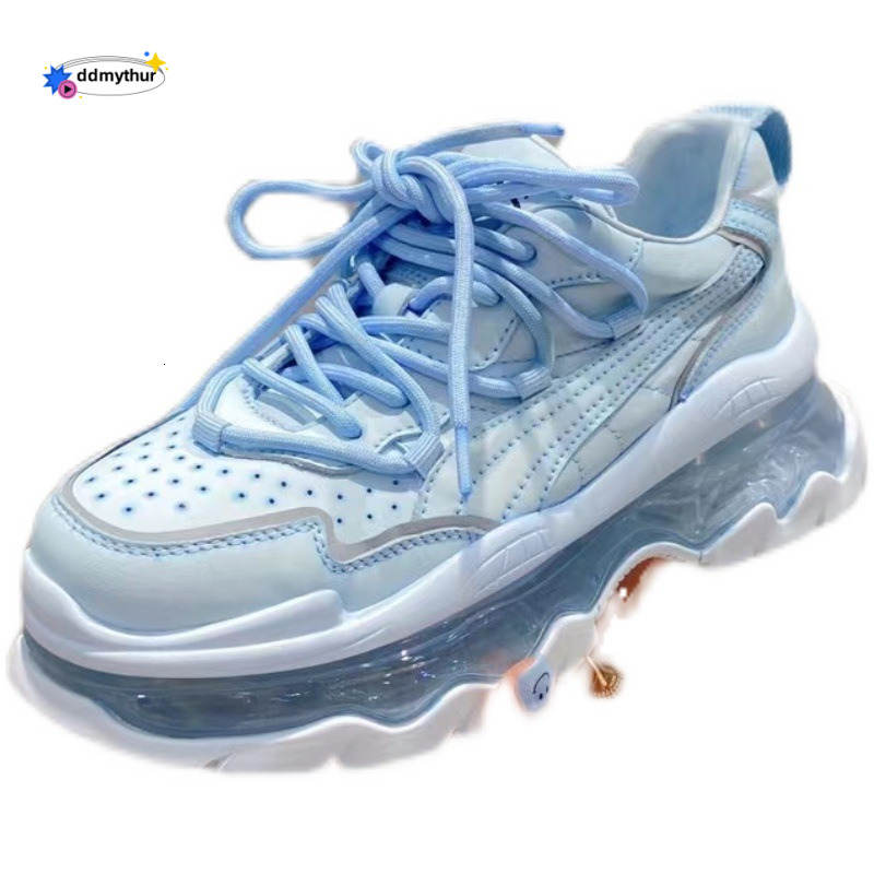 European style real soft leather dad for women in spring 2025, new thick soled height increasing versatile sports running and casual women's shoe