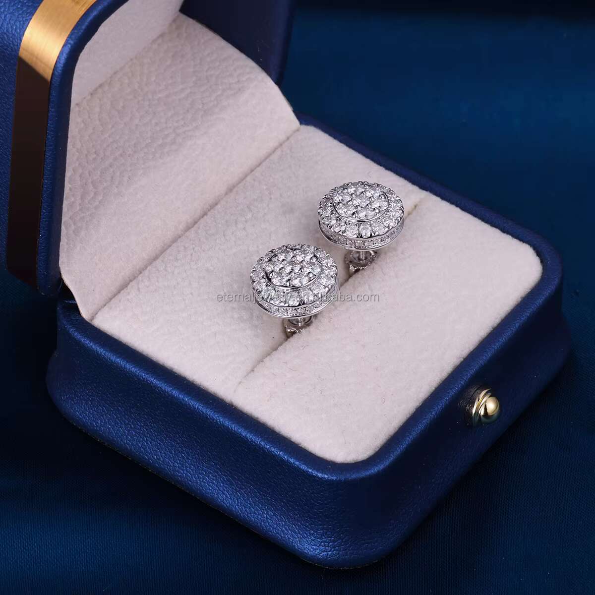 Men Hiphop Streetstyle S925 VVS 9K 10K 14K 18K Moissanite CVD Lab Diamond Cluster Flower Stud Earrings with Certificate