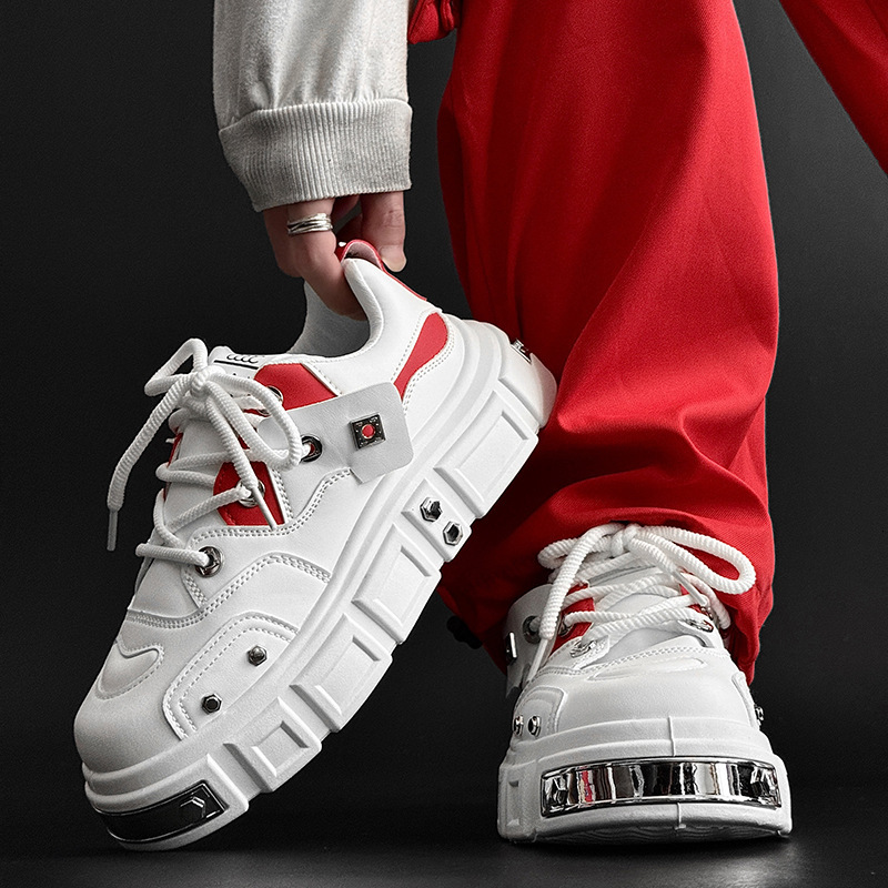 Designer 2025 new men's shoes niche design bread shoes men's casual punk style skateboard shoes cross-border plus size board shoes men