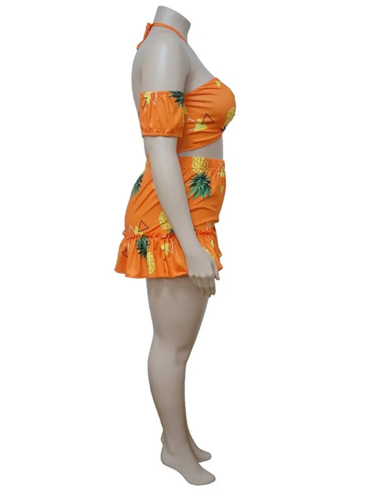 Wmstar Plus Size Dress Sets 2 Piece Outfits Slip Crop Top and Skirt Sexy Summer Beach Matching Suit Wholesale Drop 2024 250506