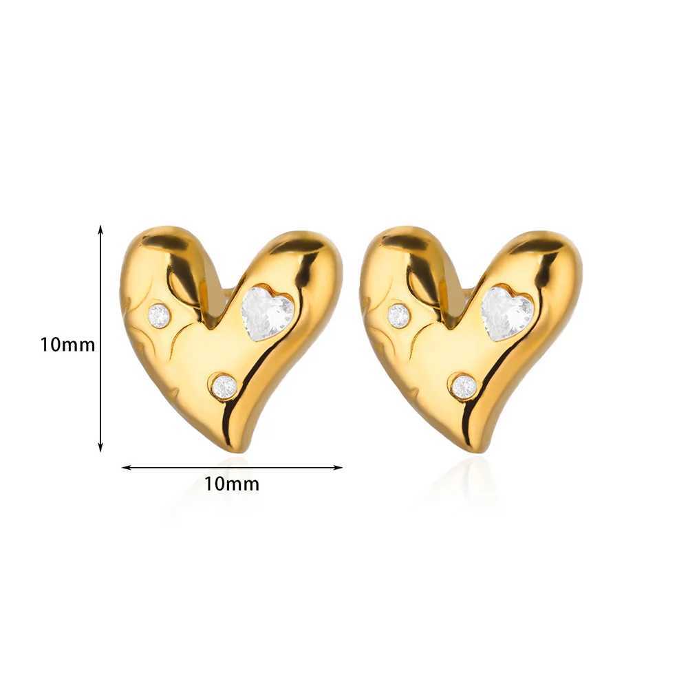 Heart Stud Earrings For Women Waterproof Gold Color Stainless Steel Earrings 2024 Trend Ear Jewelry Freeshiping Items Arrested Y250510