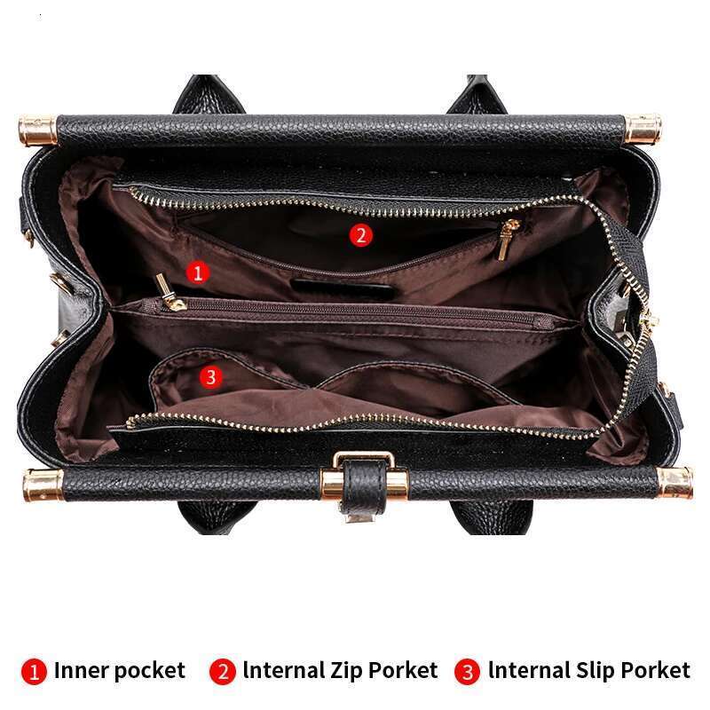 Aidrani New Crocodile Pattern Women's Handbag Large Capacity Solid Color Practical Cowhide Bag