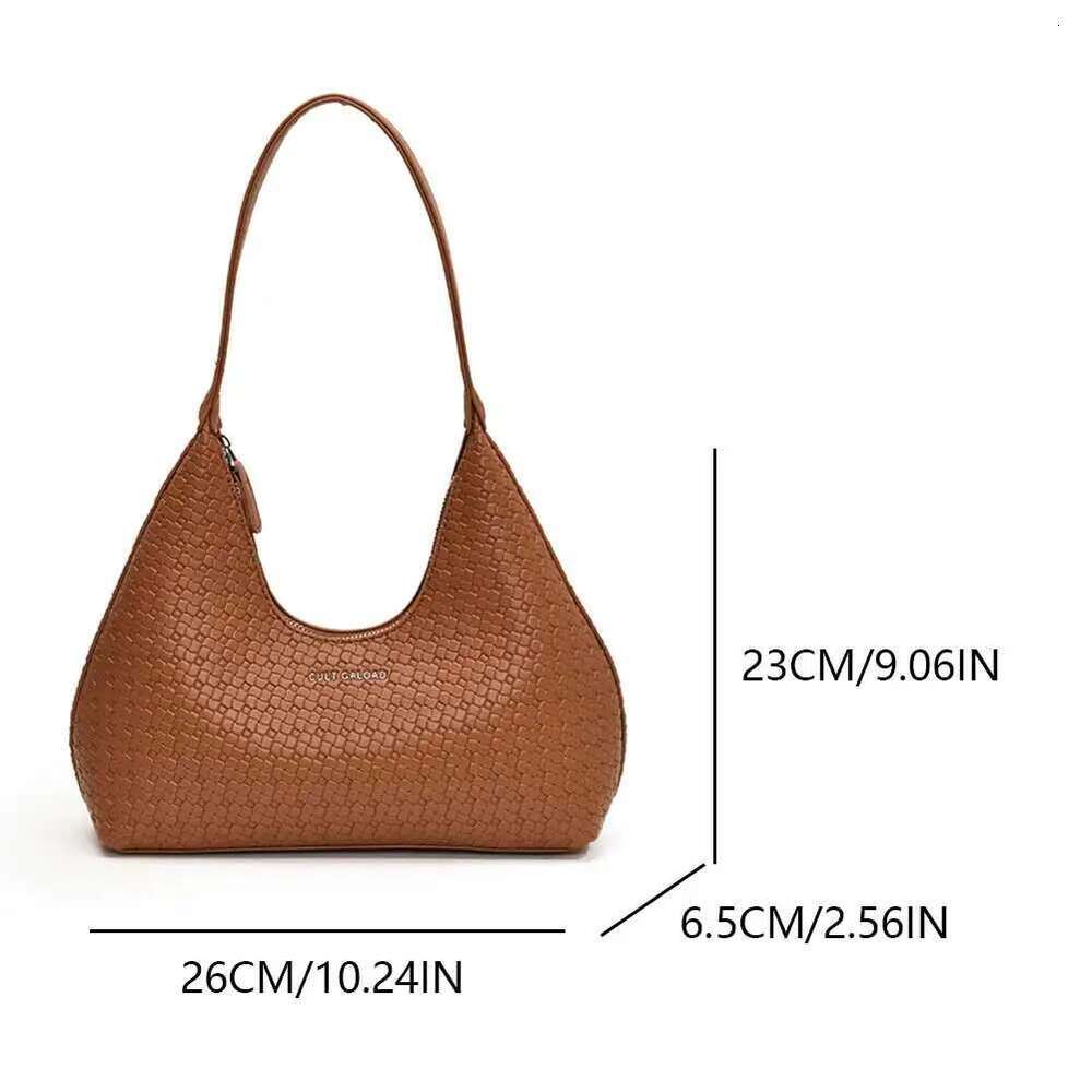 Tote Bag for Women PU Leather Small Handbag Zipper Closure Trendy Shoulder Underarm Bags High Quality Woven Ladies Armpit Purses