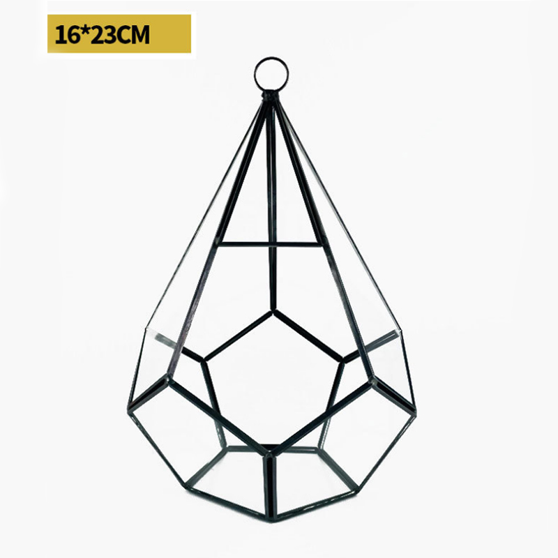 16*23Cm Miniature Glass Terrarium Geometric Diamond Desktop Garden Planter Indoor Greenhouse Succulent Plants Home Decor Ya1055
