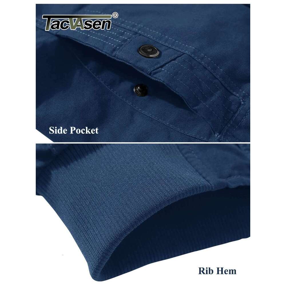 TACVASEN Oversize Winter Thicken Fleece Casual Jackets Mens Cotton Coat Multi-Pockets Warm Jacket Parkas Windbreaker