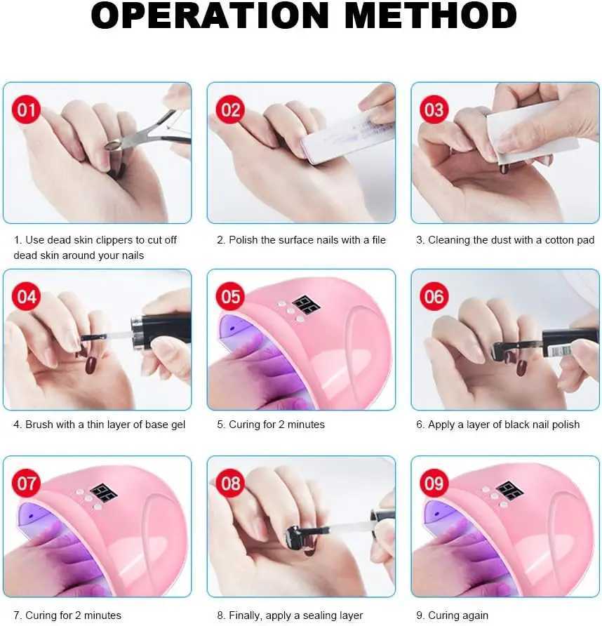 YIKOOLIN UV/LED Nail Lamp Gel Polish Dryer With 3 Timer Settings Large LCD Screen Acrylic Gel Curing Light Manicure Timer W250513