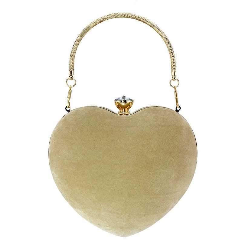 Big Diamond Velvet Peach Heart Love Dress Banquet Evening Dress Handbag