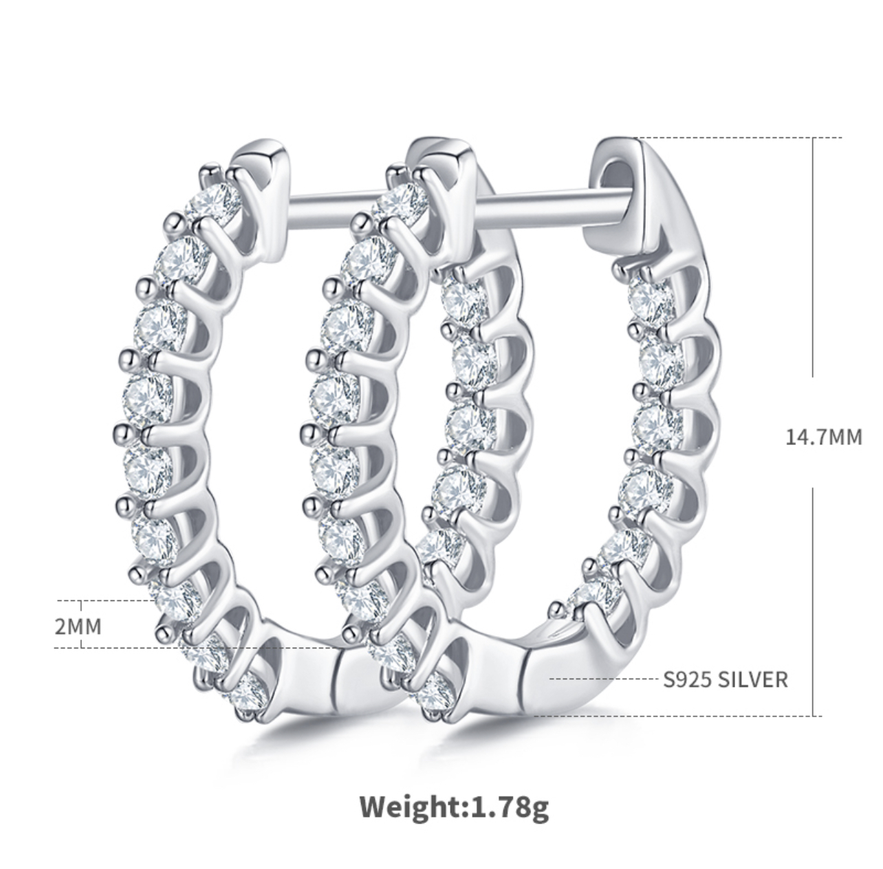 2MM D Color Moissanite Diamond Earring 925 Sterling Sliver 18K Plated White Yellow Rose Gold Mini Hoop Earrings Women Wedding Charms Jewelry
