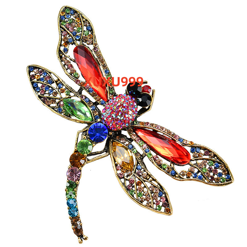 Fashion Luxury Retro Gemstone Insect Crystal Dragonfly Brooch Pin Jewelry Diamond Inspired Designer Outfits Decoration for Women