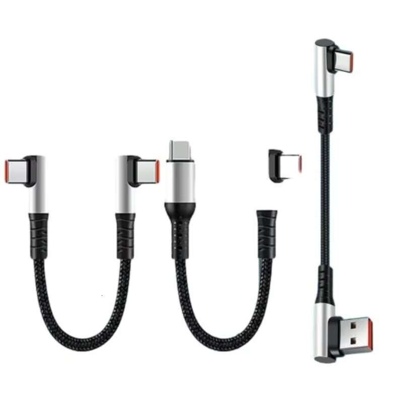 90 to USB-C Fast 1-Foot (12 Inch) PD 65W Right Angle Wire Short Charging Cable for Gaming and Mobile Power