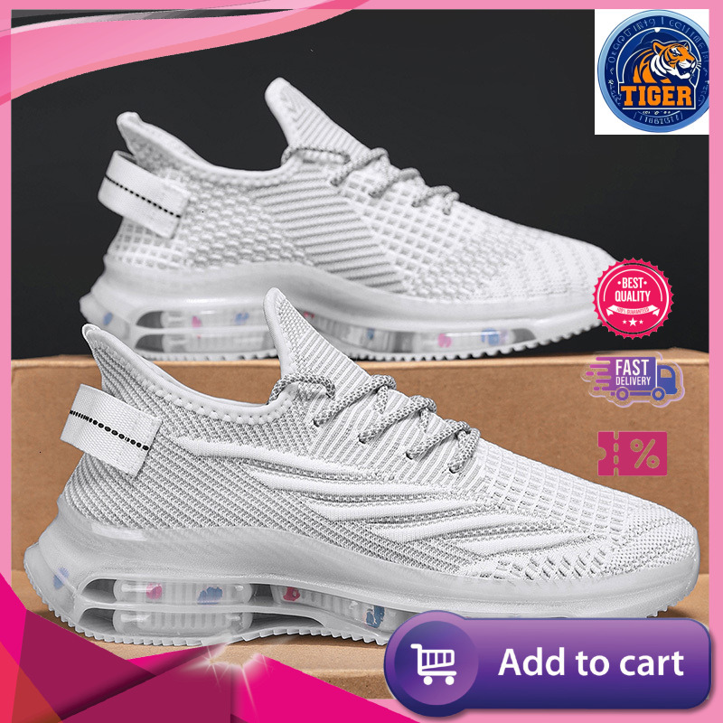 Ddmytiger Putian Coconut Men S Spring Breathable Flyknit Mesh Sports And Leisure Running Ultra Light Air Cushion Shock Absorbent Black Trendy Shoes Ou