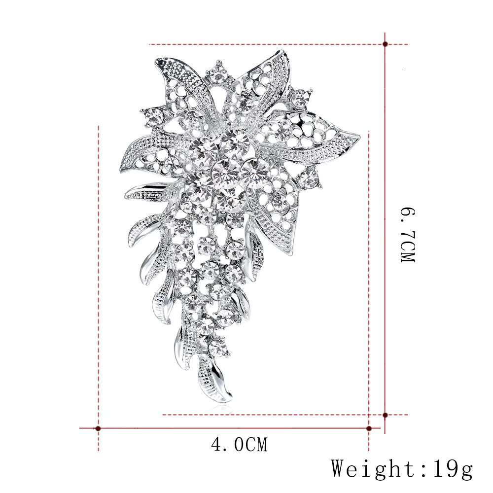Vintage Bridal Brooch Rhinestone Alloy Flower Brooch Embellishment Clear Broach Pin Wedding Brooches