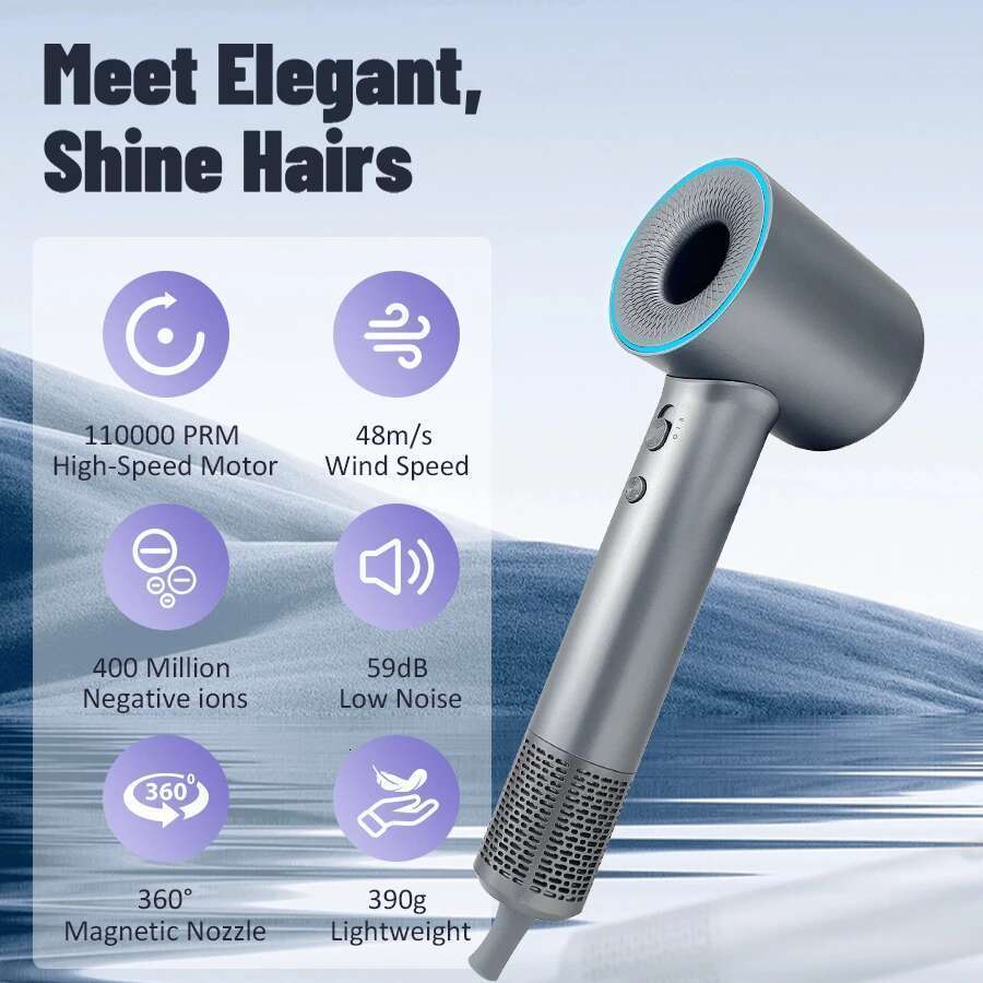 High Speed 110000Rpm 400 Million Negative Ionic Professional Hair Straightener Care For Home Travel Nozzle Blow Dryer