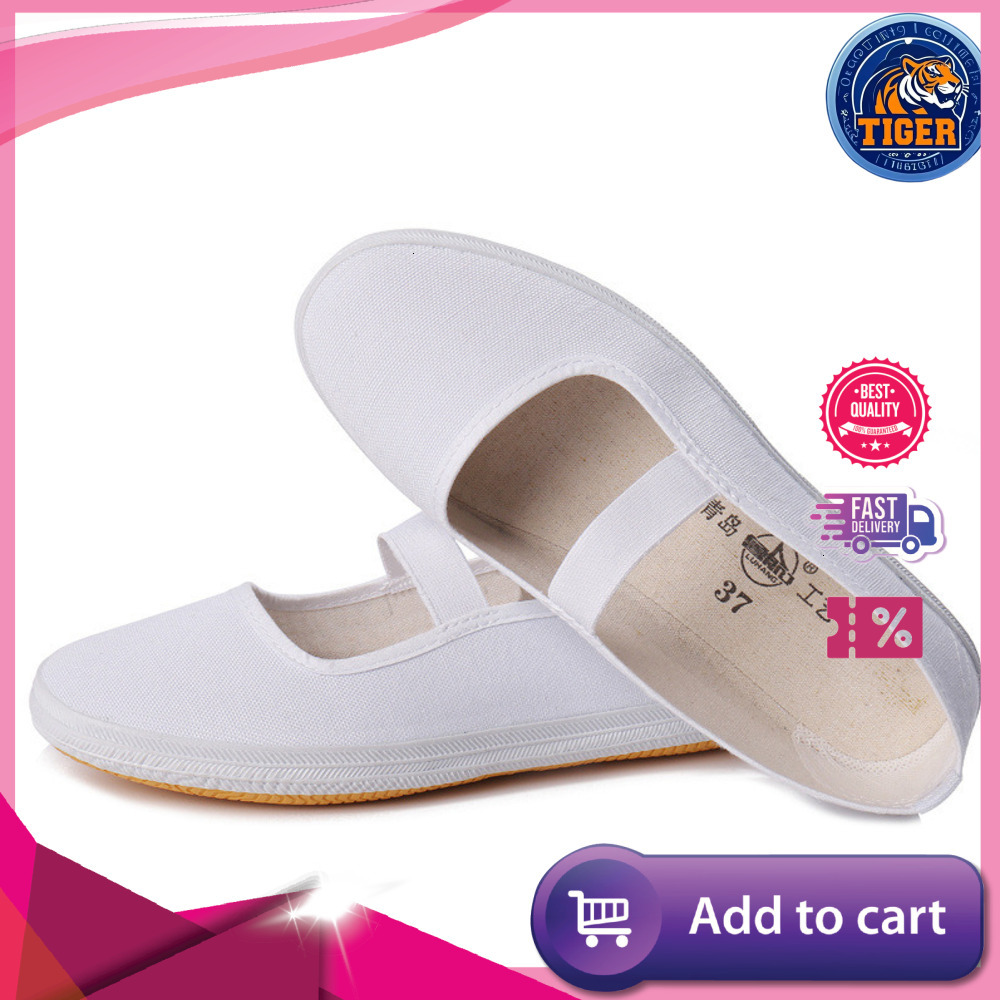 Ddmytiger White Ball Canvas Student Dance Performance Running Competition Shoes Martial Arts Tai Chi Morning Exercise Outdoor Shoes
