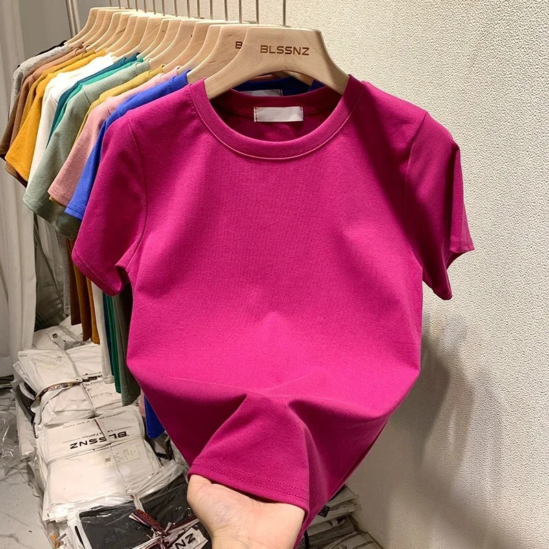 Women T Shirt Loose and Breathable O Neck Solid Color TShirt Woman Clothes Tops Tshirt Female Short Sleeve Summer Tee Y2k Top 250513