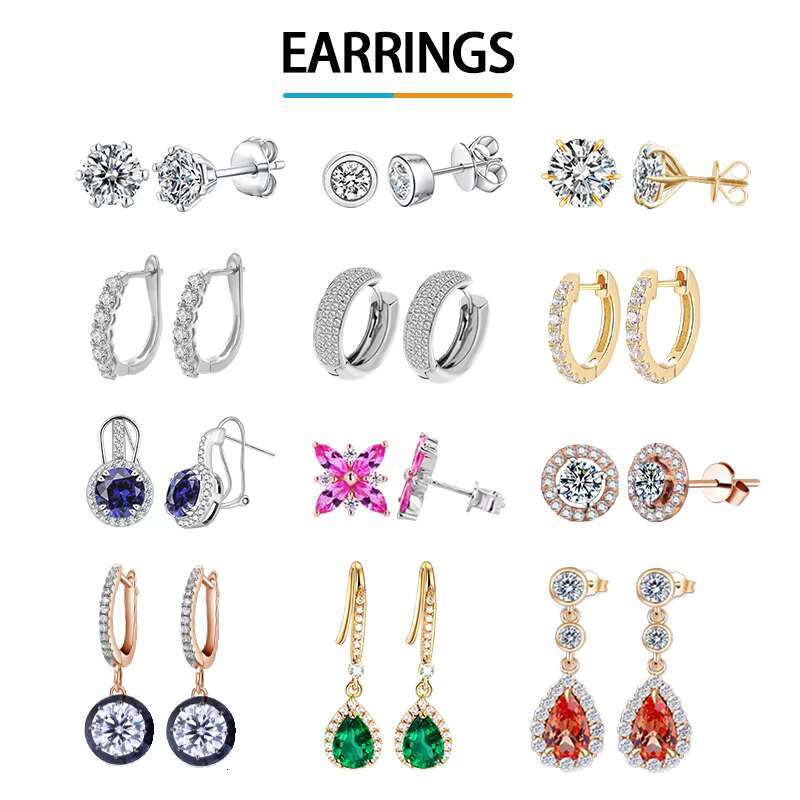 Starsgem Classic Style Six Prongs 10k 14k White Solid Gold Screw Back 1ct Moissanite Stud Earrings