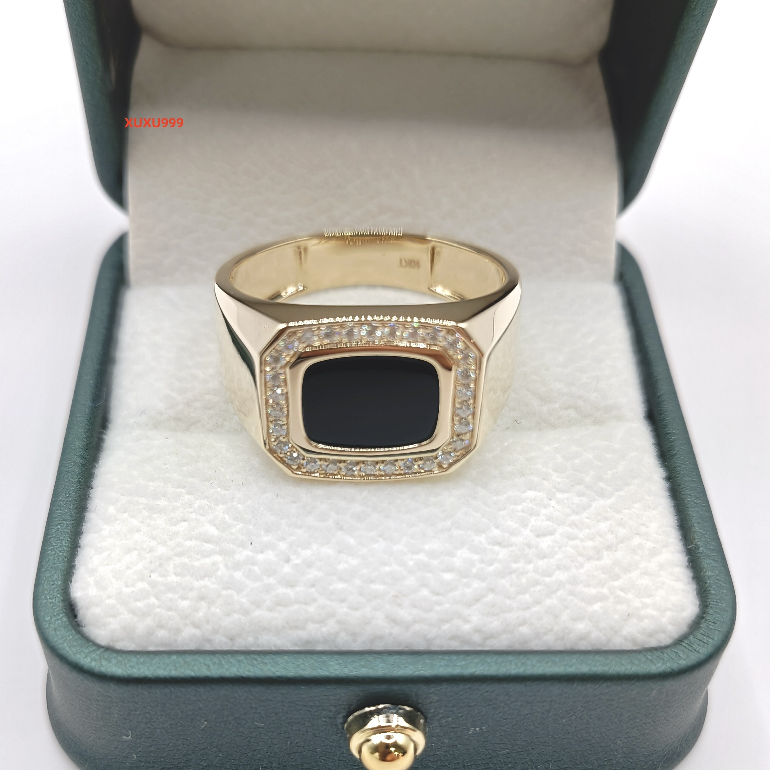 =ONYX Center Small Moissanite CU 8x10.0mm RD 1.3mmx300pcs US 12.50 10k Yellow Gold Rings Band for Weddings Men