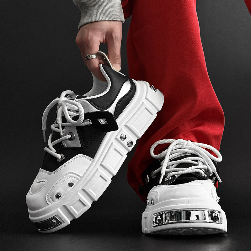 Designer 2025 new men's shoes niche design bread shoes men's casual punk style skateboard shoes cross-border plus size board shoes men