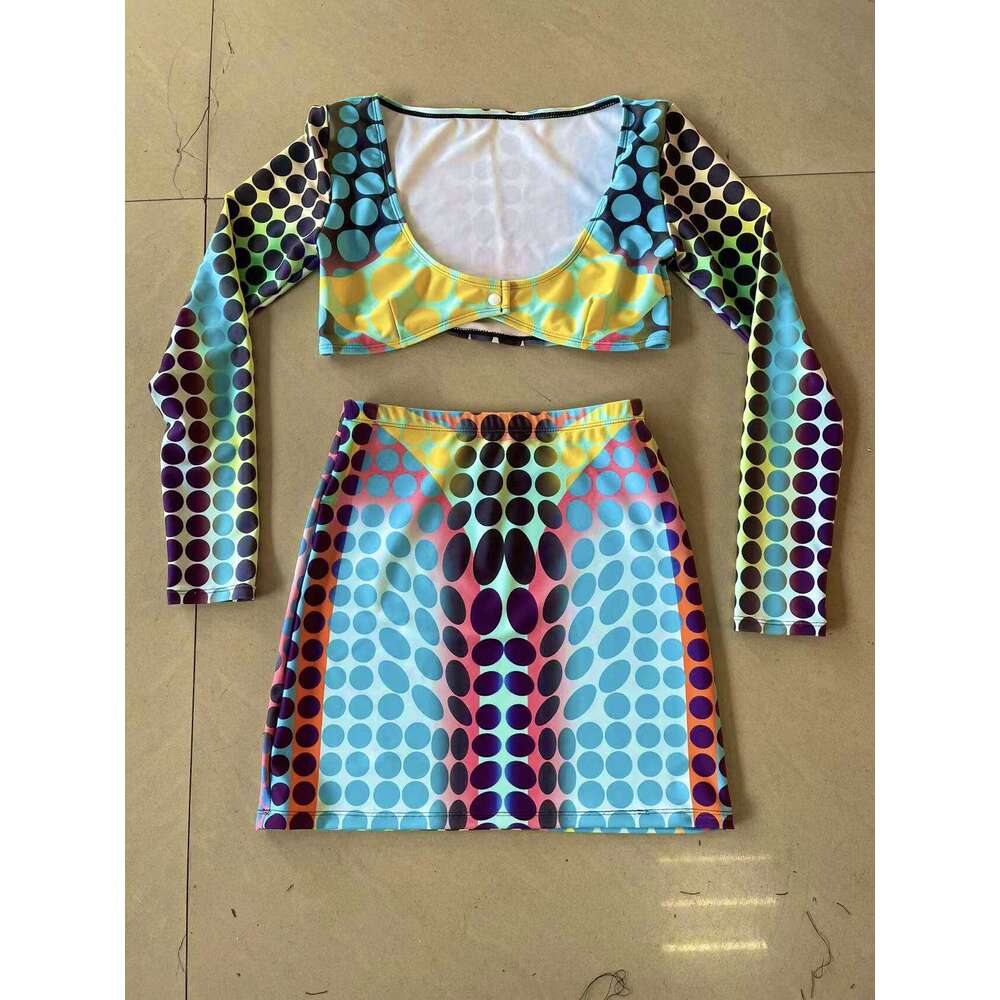 Polka dot bikini dress high waisted long sleeved fashion sexy