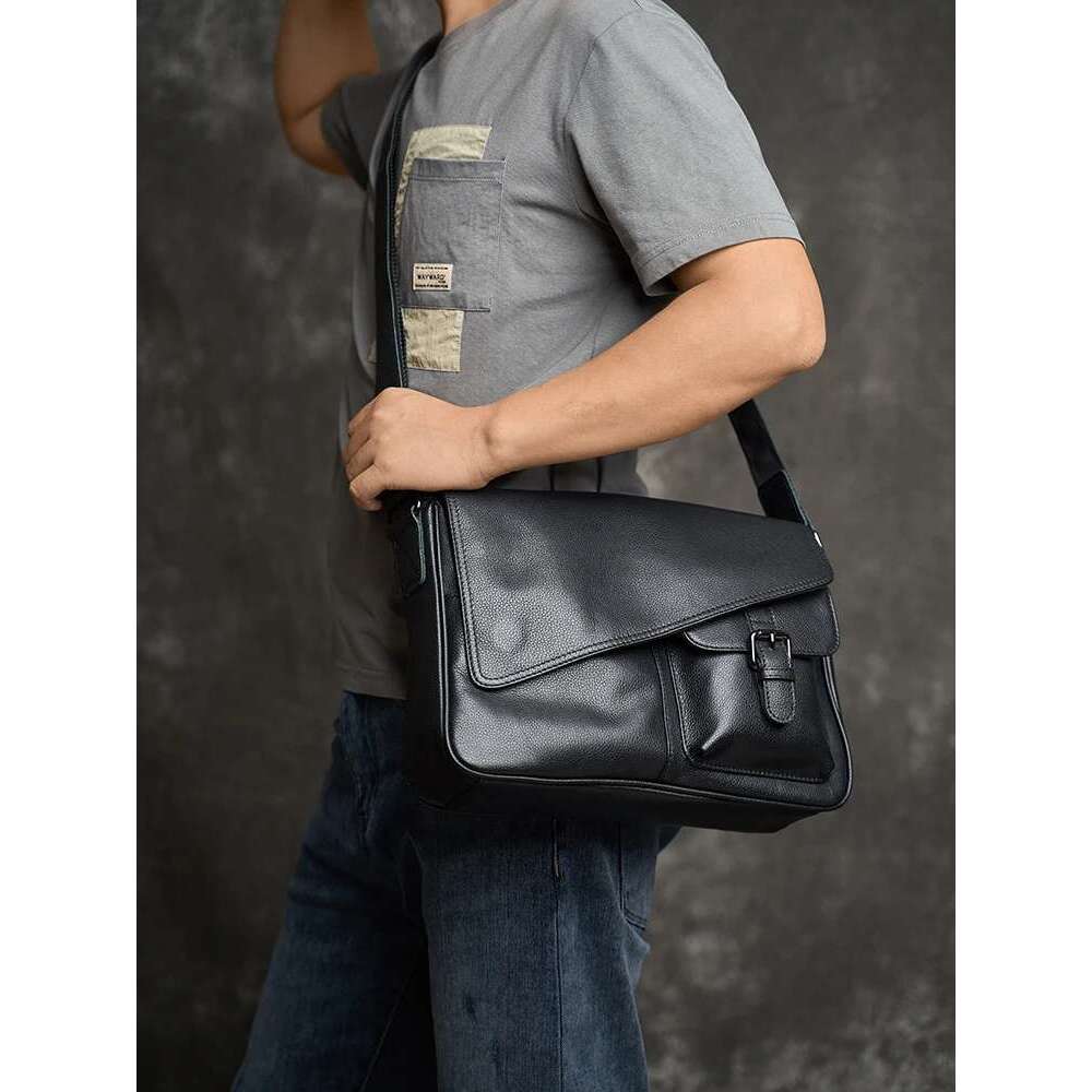 Casual Men Crossbody Genuine Fashion Shoulder Bag High Quality Leather Original Messenger For 10.5 Inch iPad NUPUGOO