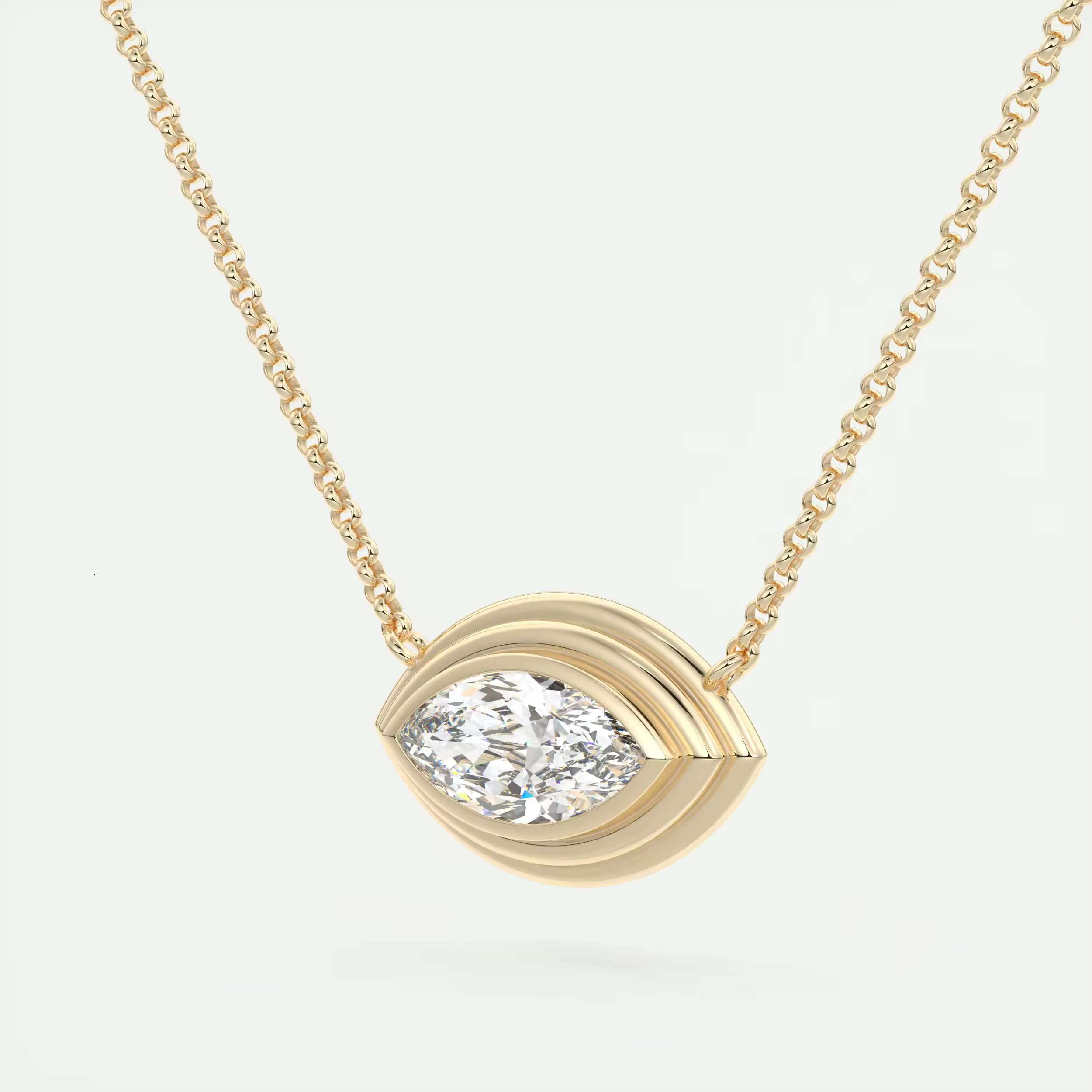 Classic style necklace, laboratory grown, Marquess of the Marquess's cutting, frame inlay, women's pendant necklace