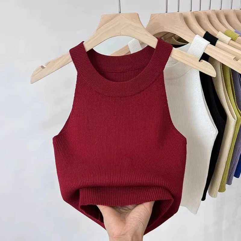 Women Solid Round Neck Ribbed Tank Top Camisole Women Summer Basic Elastic O Neck Solid Tank Top 2025 M250513
