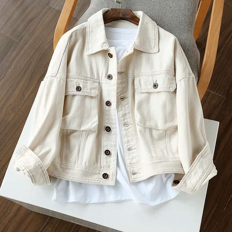 Rare Market Single-Breasted Pure Loose-Fit Slimming Denim Jacket Women's Warm Soft White Cotton Short Coat